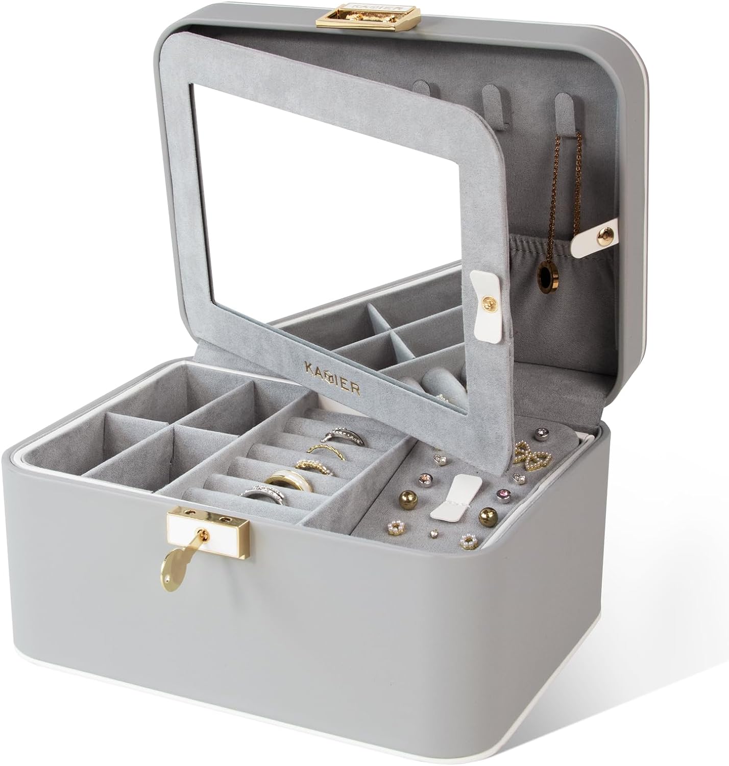 Jewelry Organizer, Luxury Leather & Soft Velvet Lined