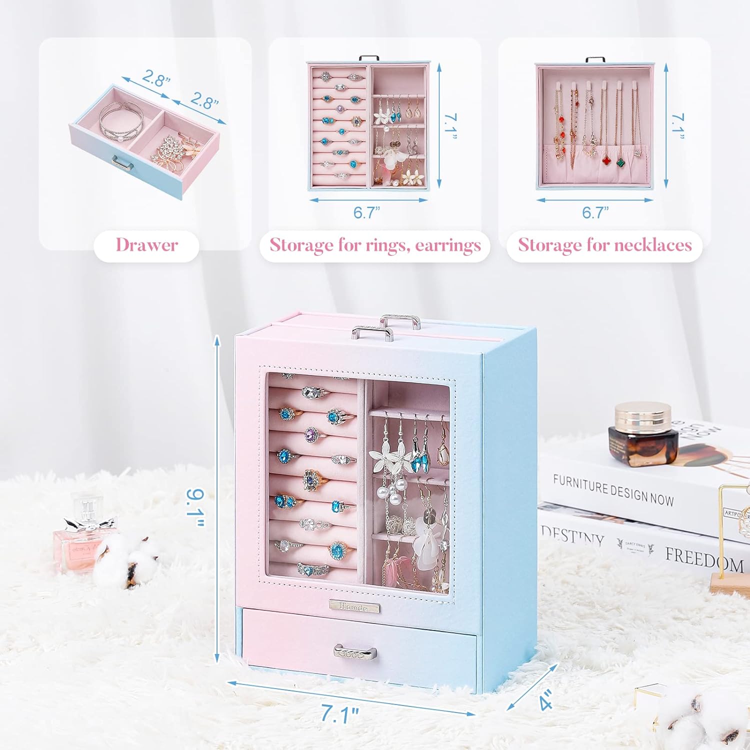 Jewelry Organizer  Jewelry Box  Jewelry Storage Case Porcelain Pattern Series