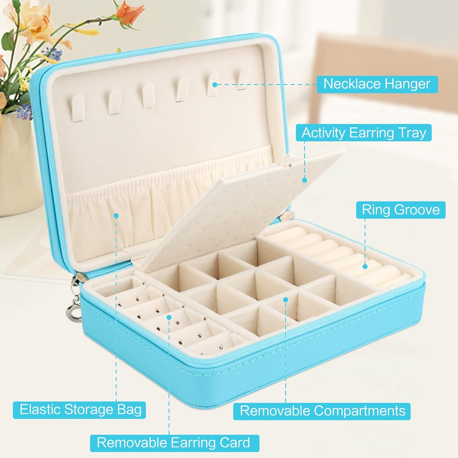 Small Jewelry Box - Travel Jewelry Case PU Leather Jewelry Organizer Storage Holder