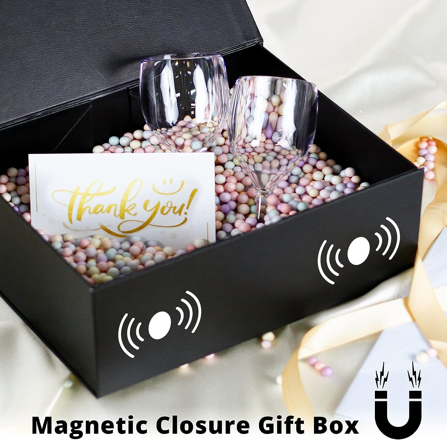 Luxury Large Gift Box 13.8x9x4.3 Inches Storage Box Ribbon Magnetic Closure for Luxury Packaging Box for Mother's Day, Birthdays, Bridal Gifts,Weddings