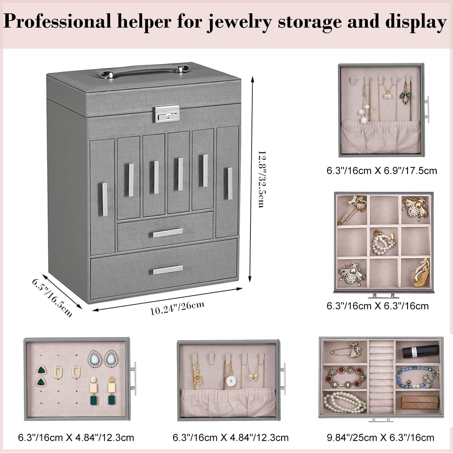 Jewelry Organizer Box Large Jewlrey Boxes  Jewelry Holder with Drawer