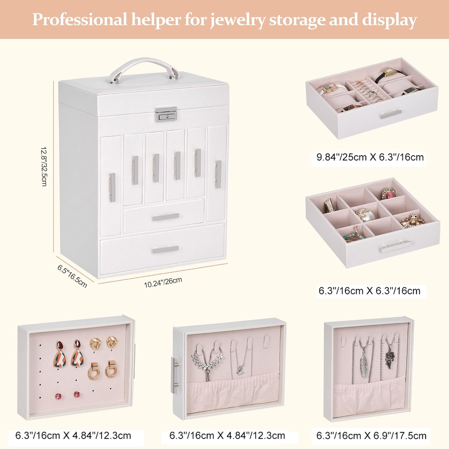 Jewelry Organizer Box Large Jewlrey Boxes  Jewelry Holder with Drawer