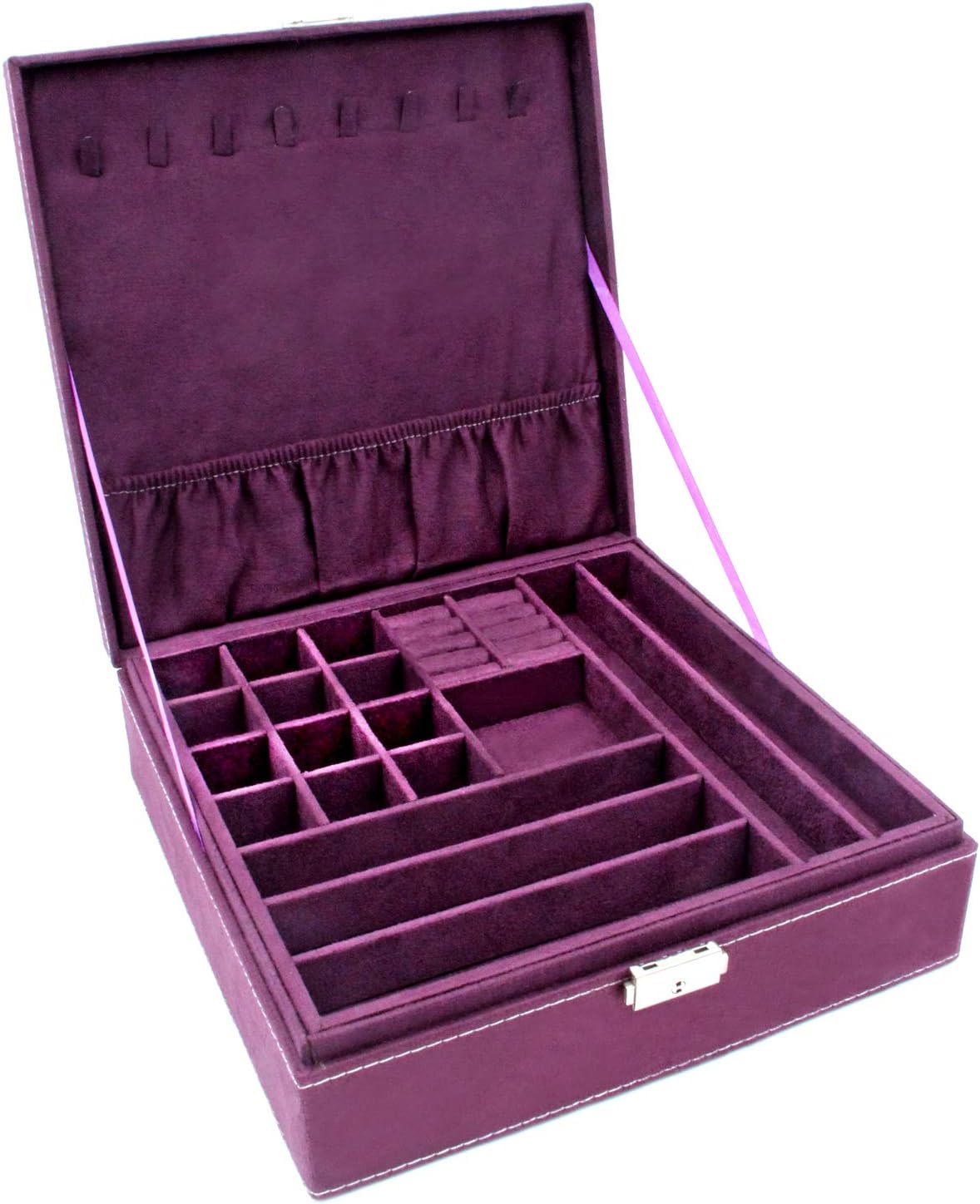 Two-Layer Jewelry Box Organizer Display Storage case with Lock