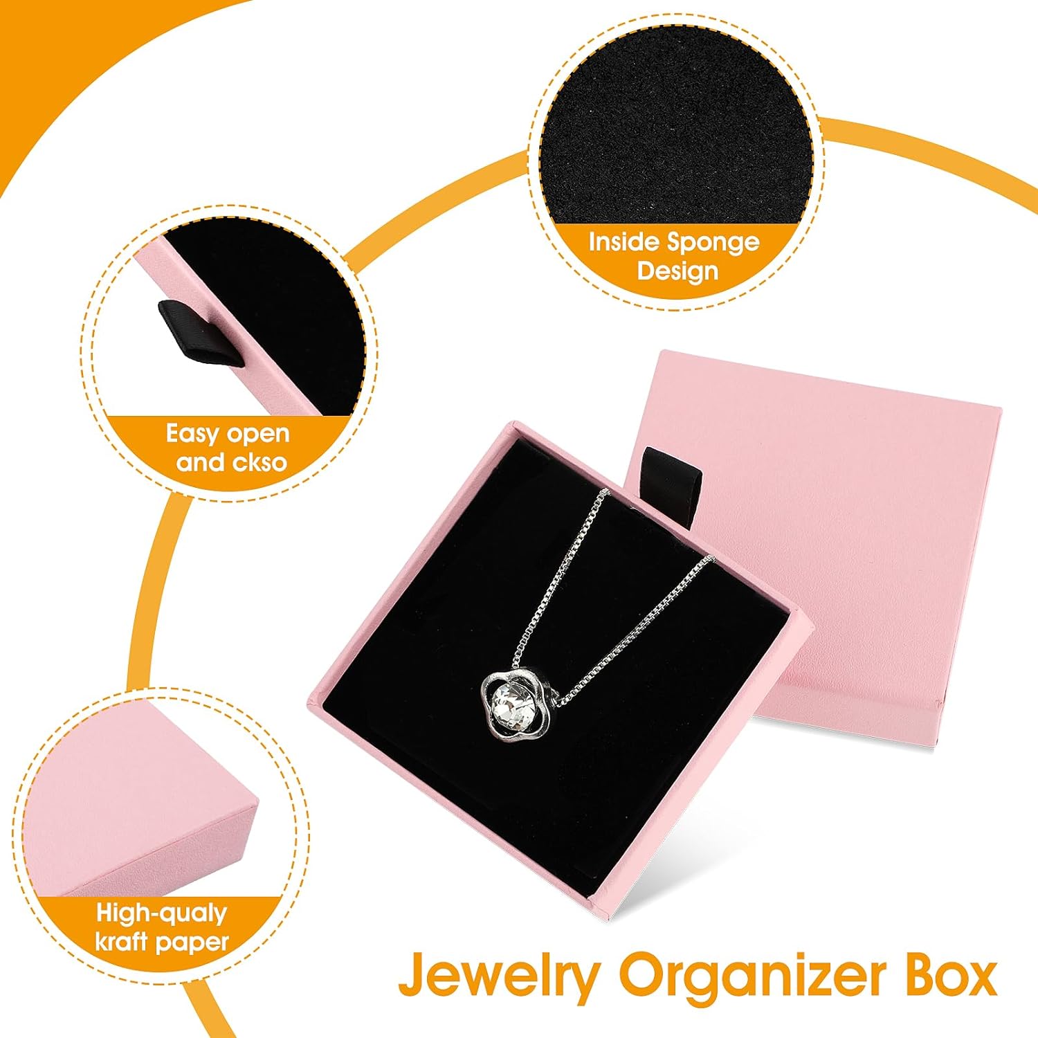 Jewelry Gift Boxes Cardboard Jewelry Boxes, 2.9x3.1x0.7Inch Small Gift Boxes for Bracelets Earrings Necklaces Jewelry Gift (Pink)