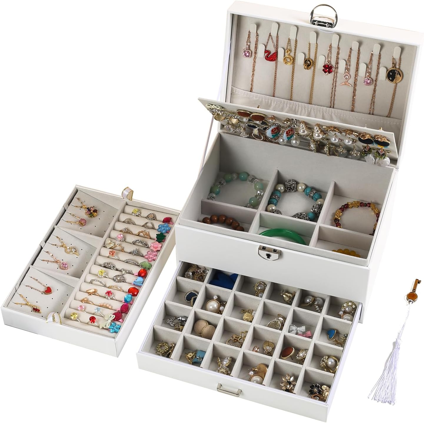 Earring Jewelry Box For Women , With Lock Earring Holder Organizer