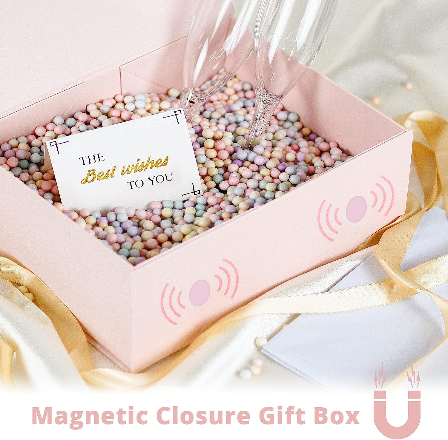 Luxury Large Gift Box 13.8x9x4.3 Inches Storage Box Ribbon Magnetic Closure for Luxury Packaging Box for Mother's Day, Birthdays, Bridal Gifts,Weddings