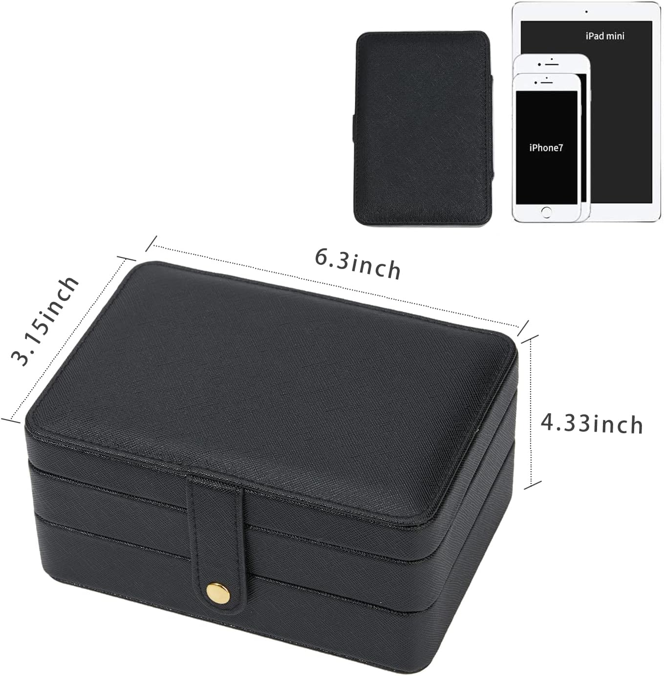 PU Leather Small Jewelry Organizer , 2 Layers Portable Jewelry Holder