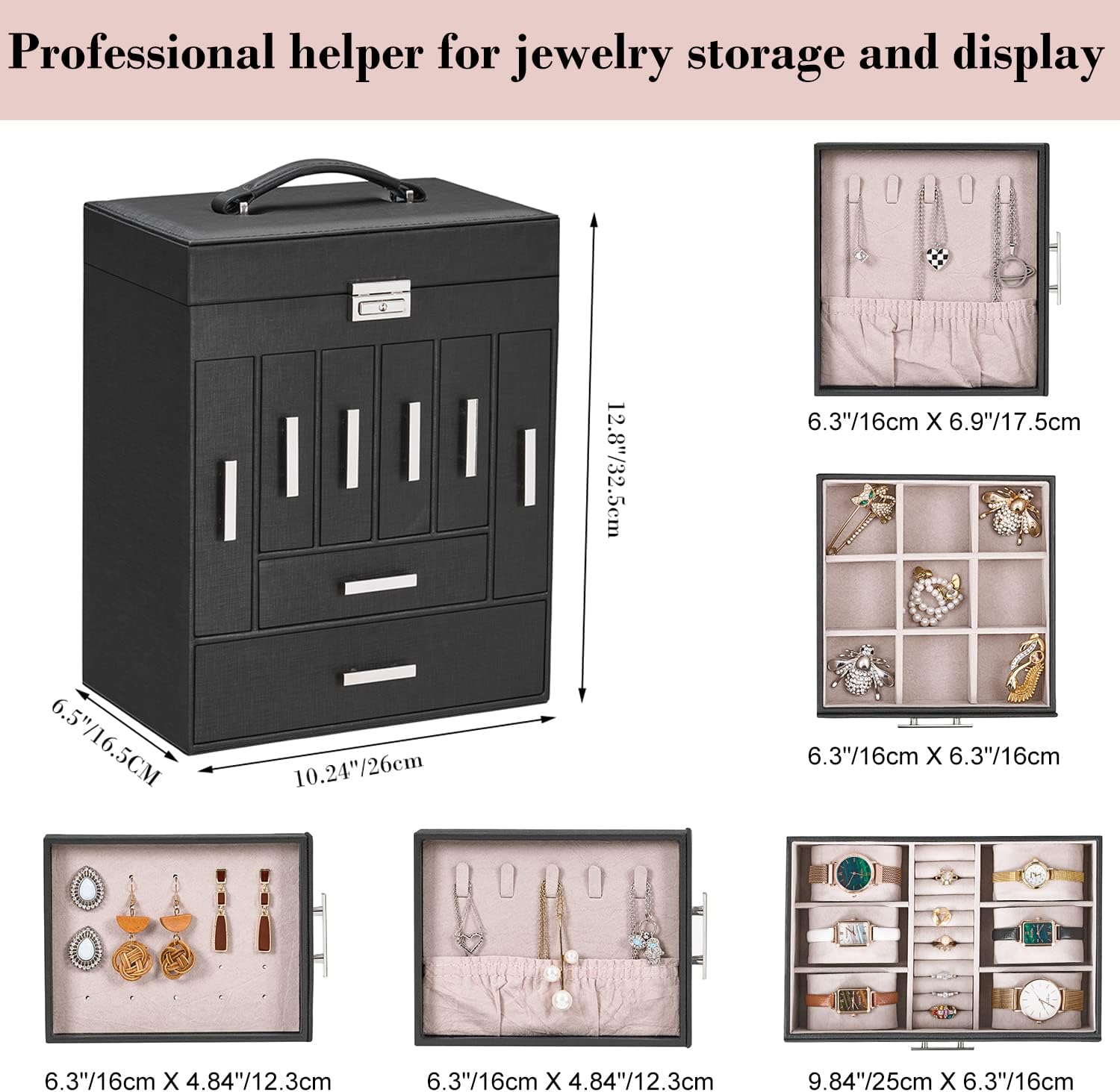 Jewelry Organizer Box Large Jewlrey Boxes  Jewelry Holder with Drawer