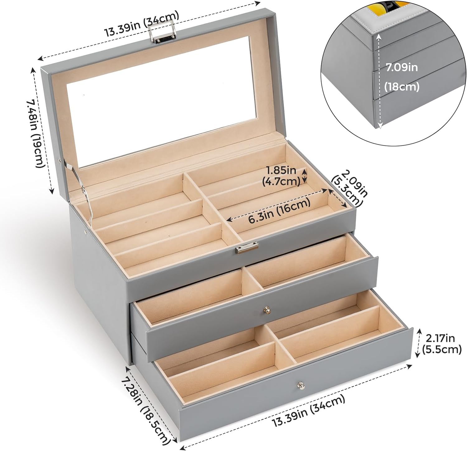 18 Slots Sunglasses Organizer,  Leather Eyeglass Cases