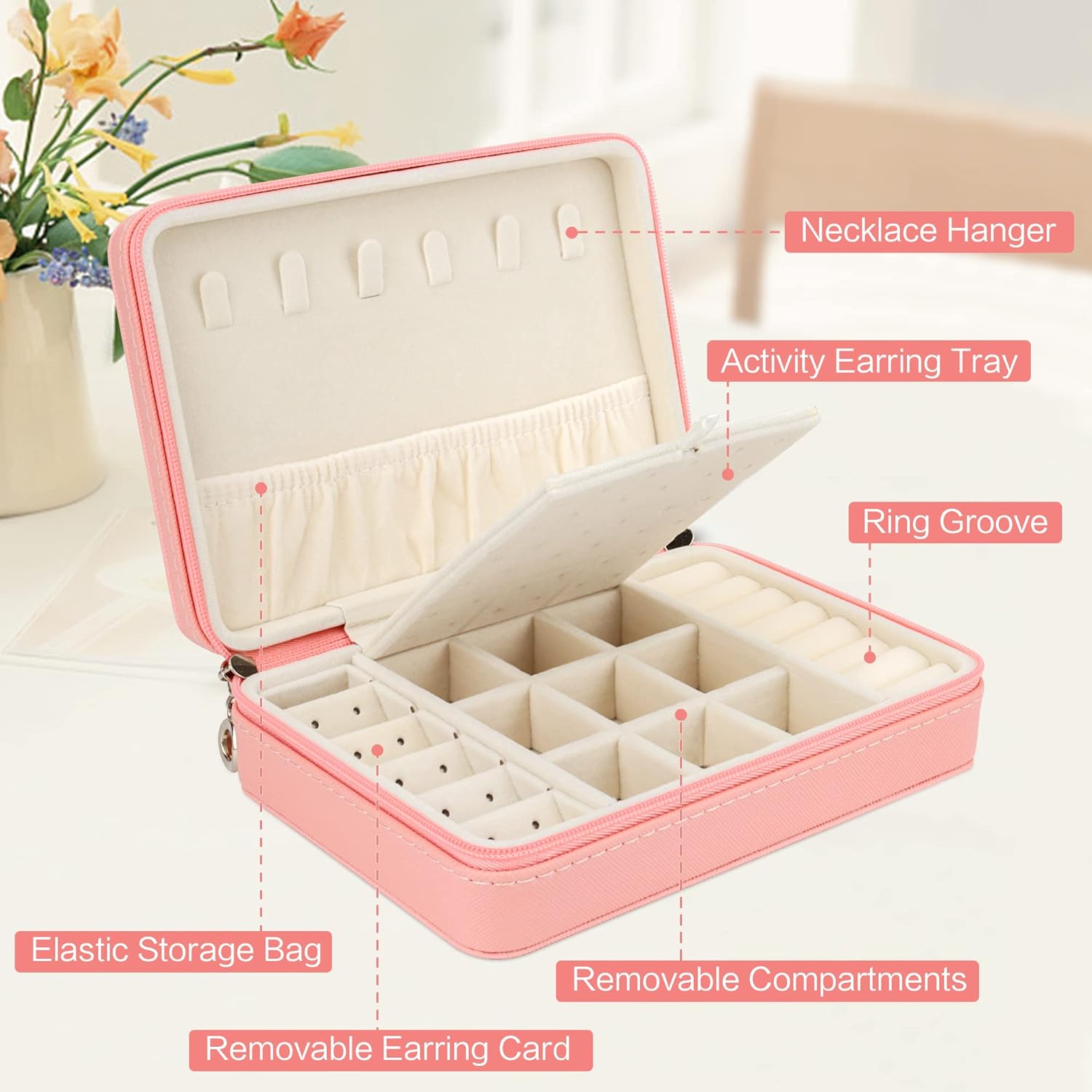 Small Jewelry Box - Travel Jewelry Case PU Leather Jewelry Organizer Storage Holder