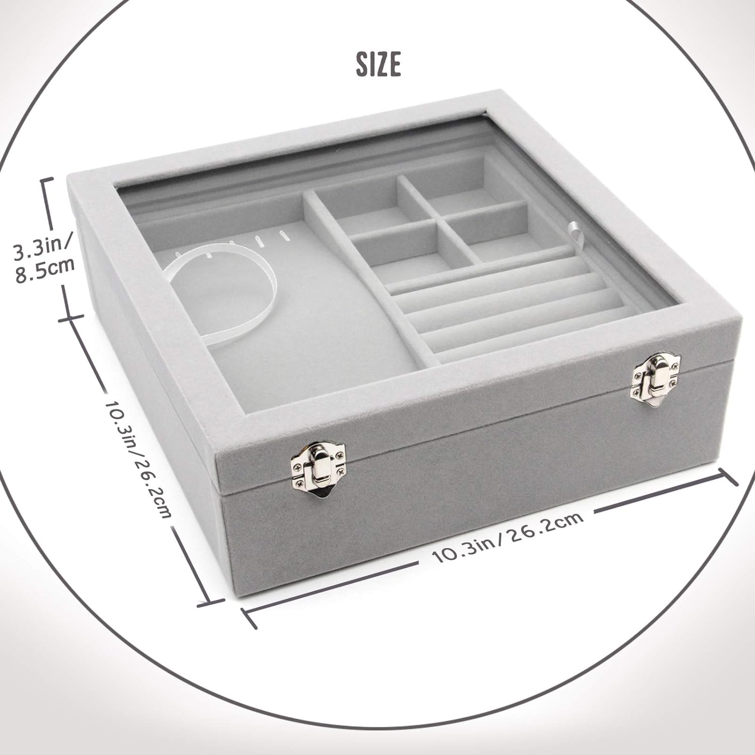 Jewelry Box with Glass Lid Two-Layer Jewelry Box Organizer Display Storage case