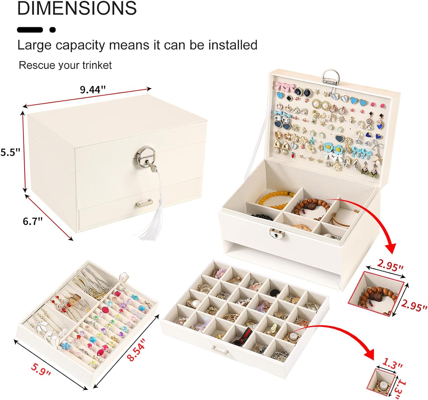 Earring Jewelry Box For Women , With Lock Earring Holder Organizer