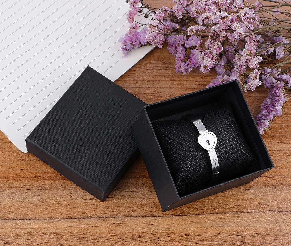 Watch Box, Watch Gift Box, Black Gift Boxes for Watches with Pillow Cushion, Jewelry Gift Boxes for Bracelets, 3.3'' × 3.1'' × 2.1''