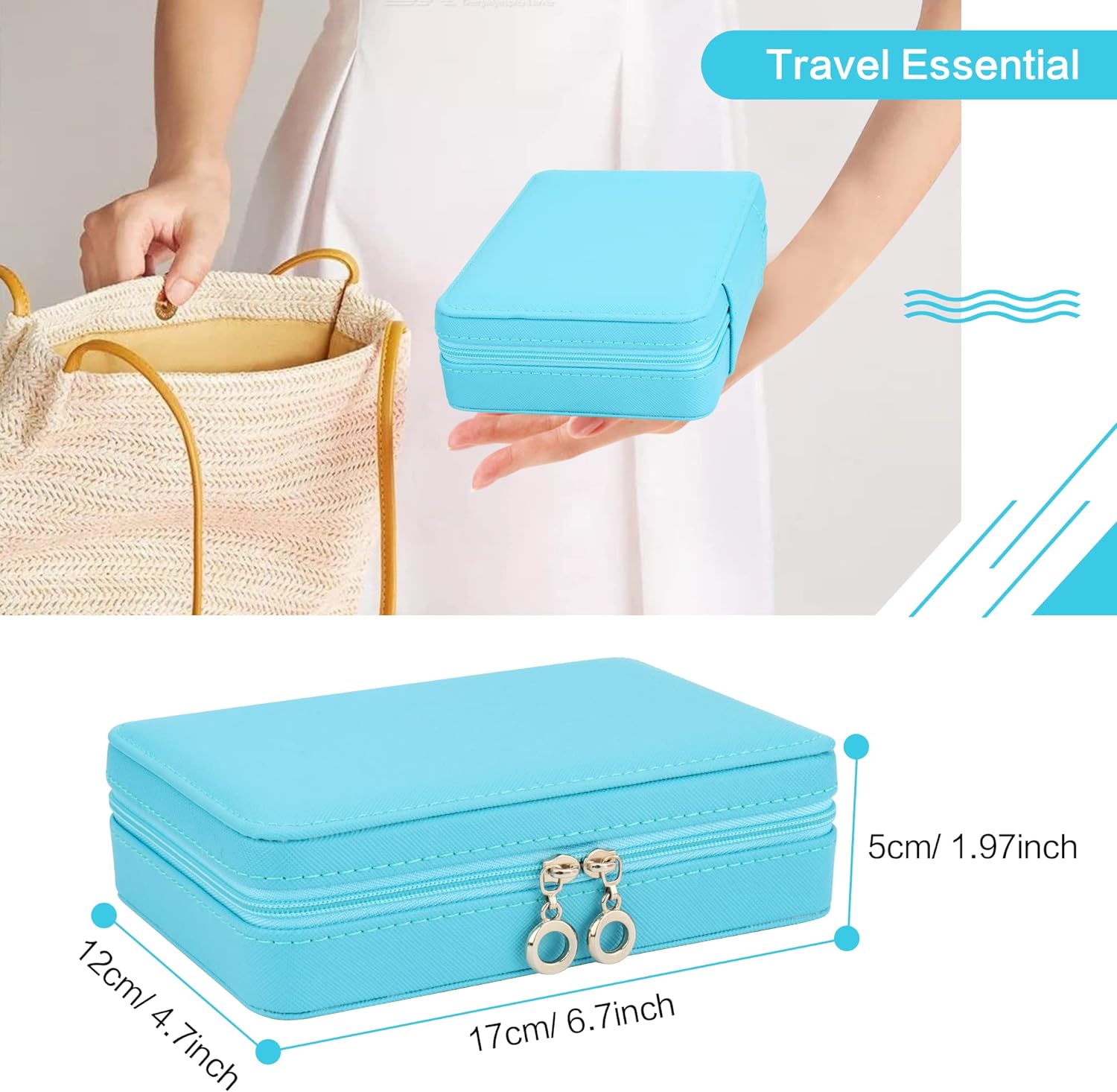 Small Jewelry Box - Travel Jewelry Case PU Leather Jewelry Organizer Storage Holder