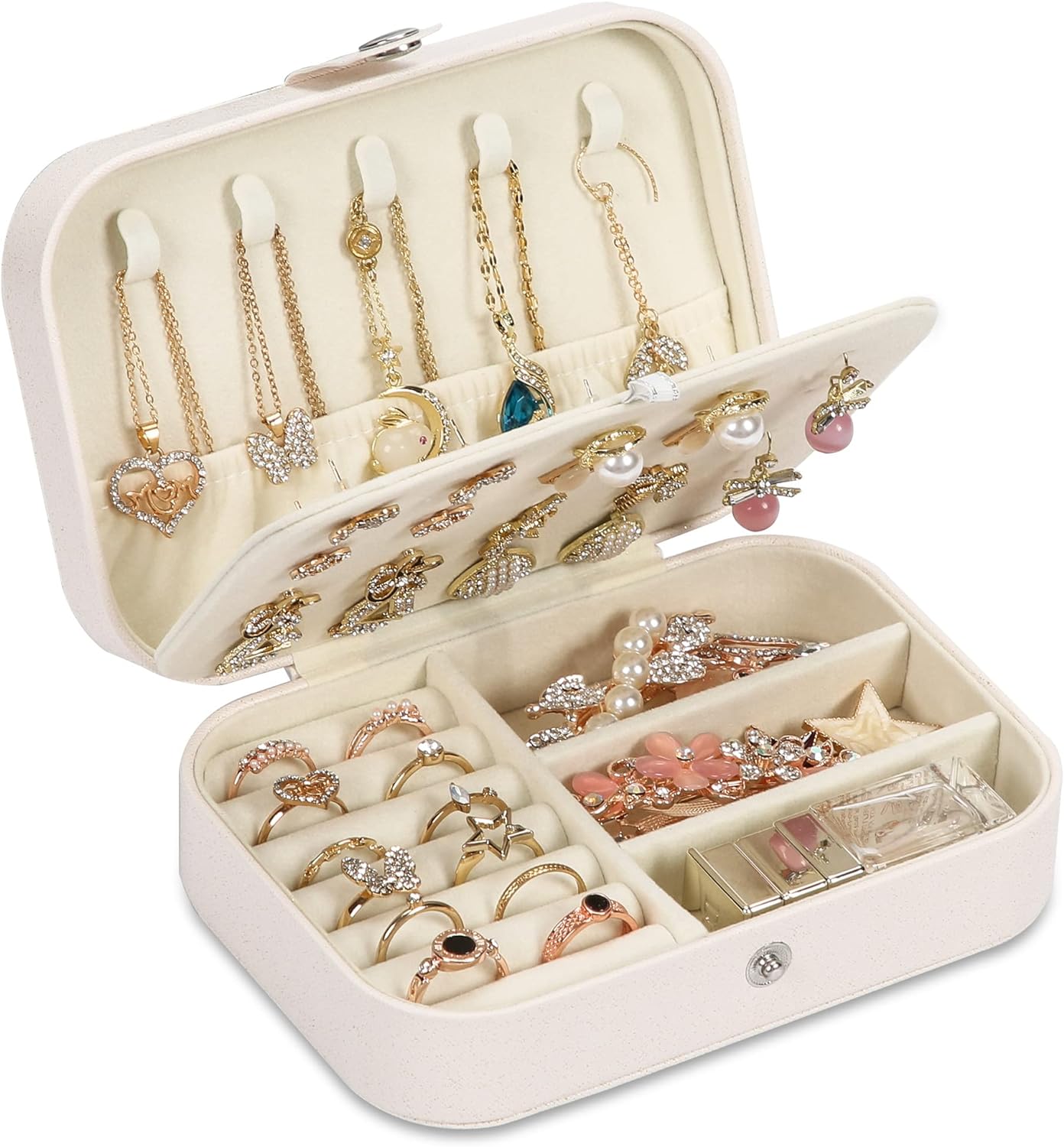 Jewelry Box, double layer portable mini travel case for storing earrings, rings, necklaces