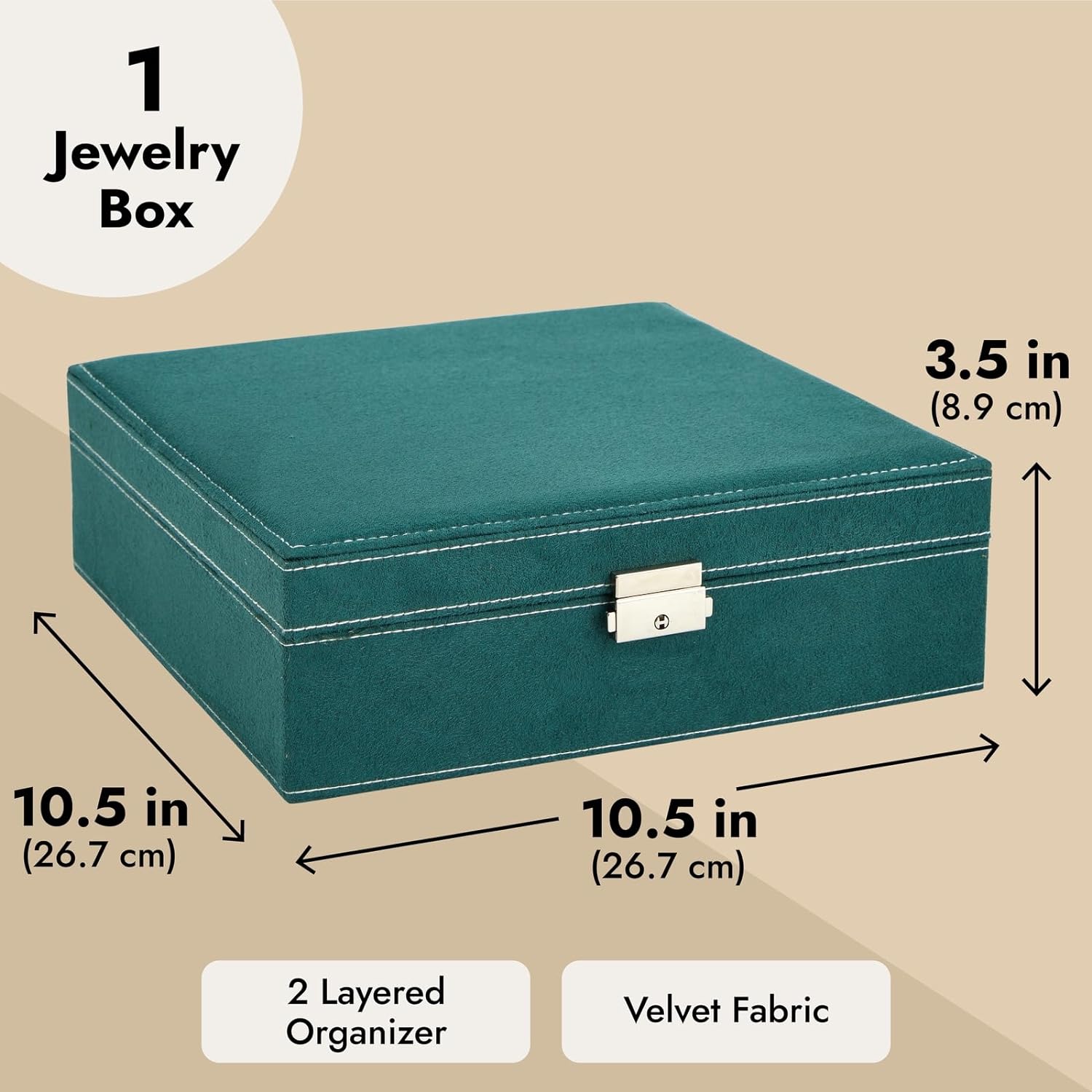 Jewelry Box Organizer Travel Case, Earrings Storage with Removable Tray for Women, Men