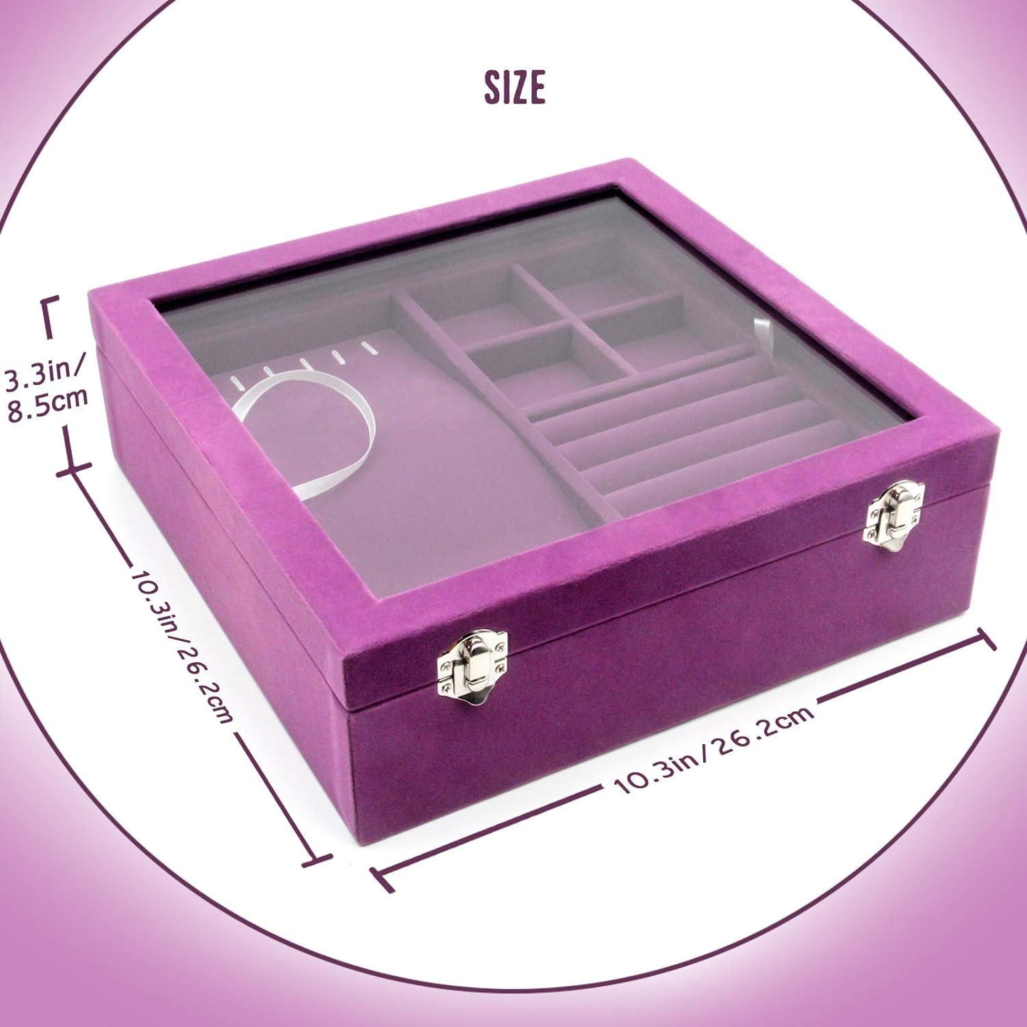 Jewelry Box with Glass Lid Two-Layer Jewelry Box Organizer Display Storage case