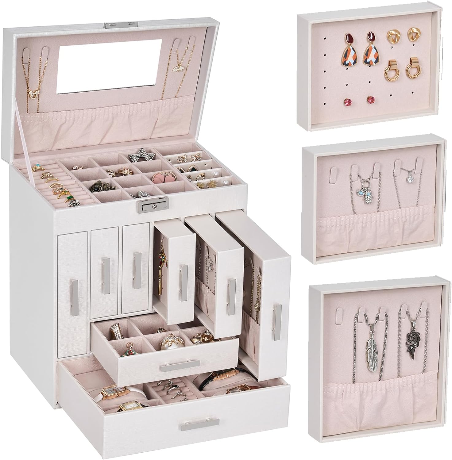 Jewelry Organizer Box Large Jewlrey Boxes  Jewelry Holder with Drawer