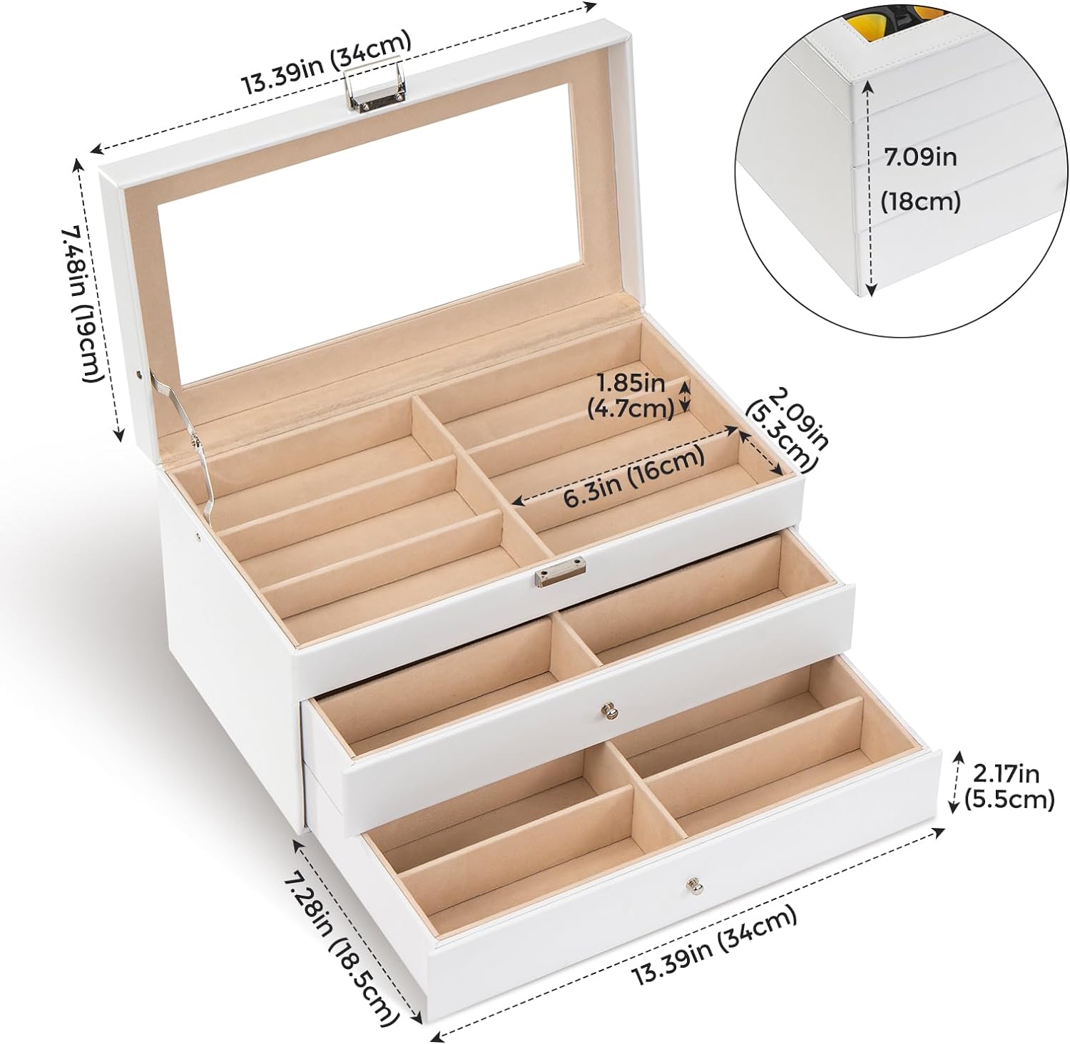 18 Slots Sunglasses Organizer,  Leather Eyeglass Cases