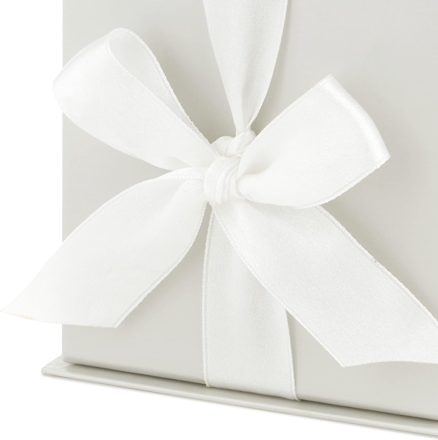 Small Gift Box with Bow and Shredded Paper Fill (Off-White) for Weddings, Bridesmaids Gifts, Engagements, Graduations and More