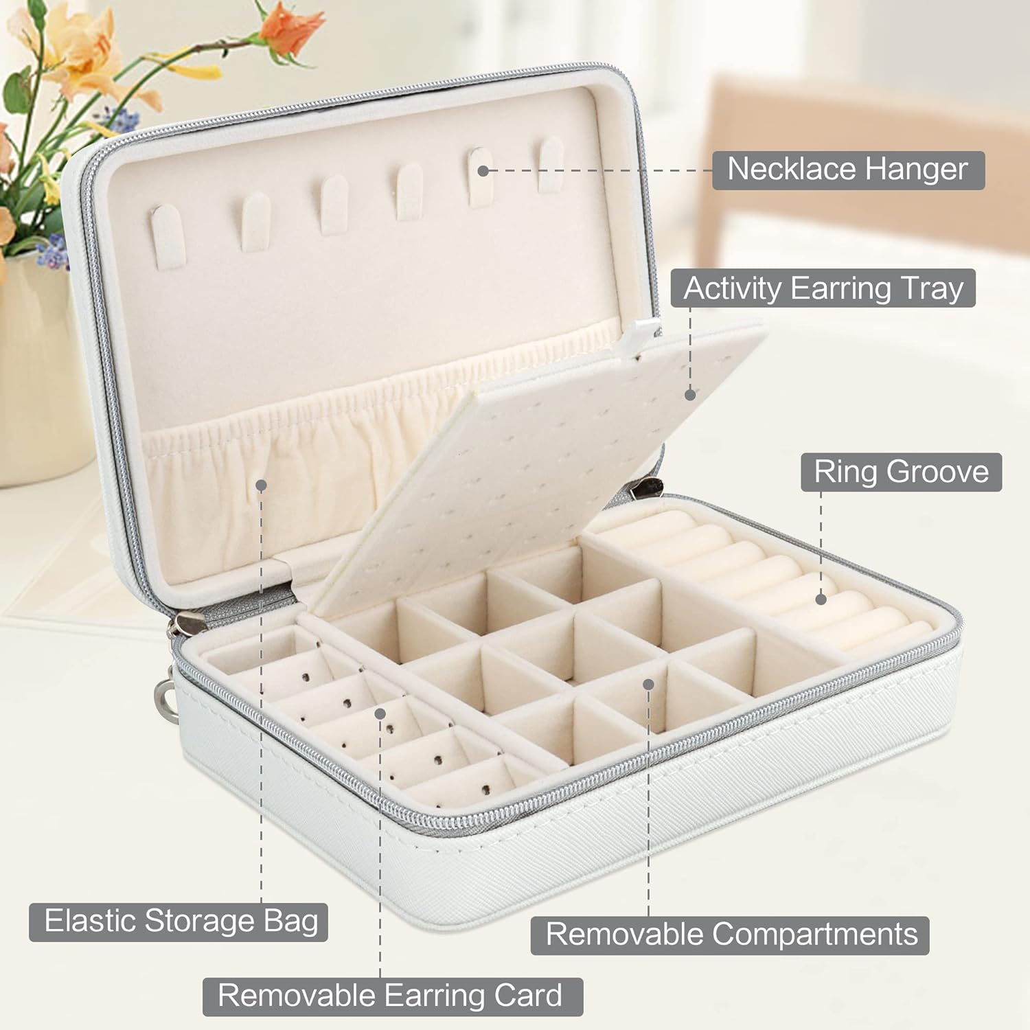 Small Jewelry Box - Travel Jewelry Case PU Leather Jewelry Organizer Storage Holder