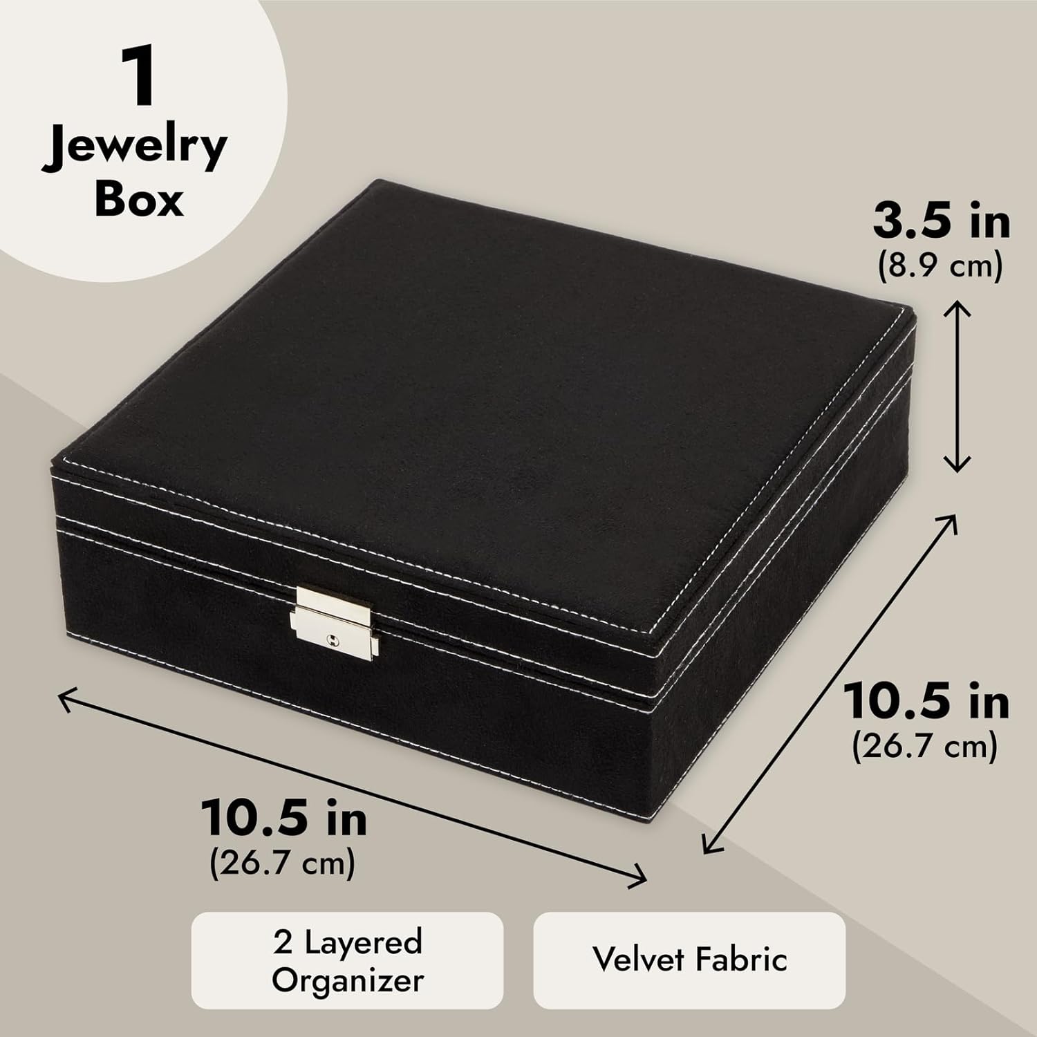 Jewelry Box Organizer Travel Case, Earrings Storage with Removable Tray for Women, Men