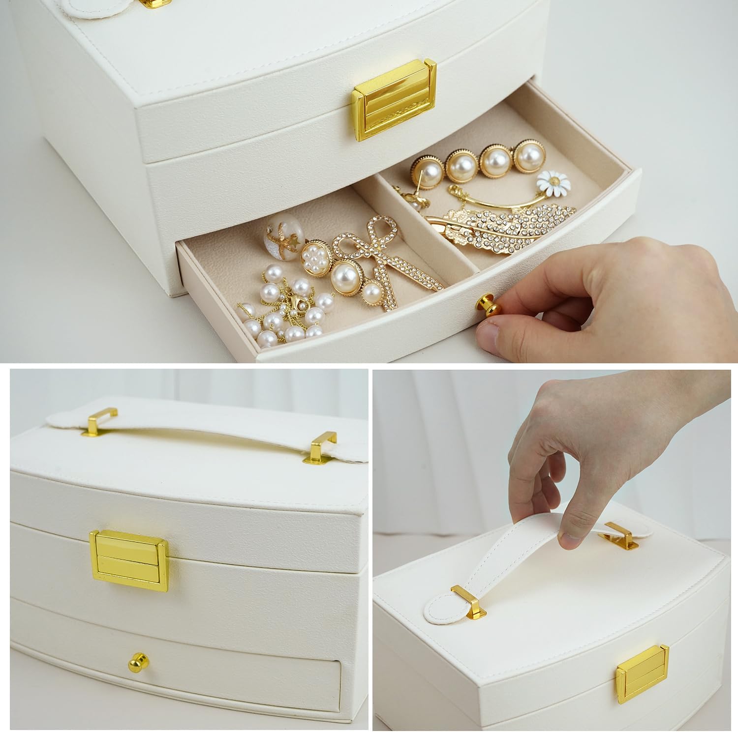 Jewelry Box For Women With Mirror,  Elegant Jewelry Organizer Box Storage, Handmade Gifts For Women