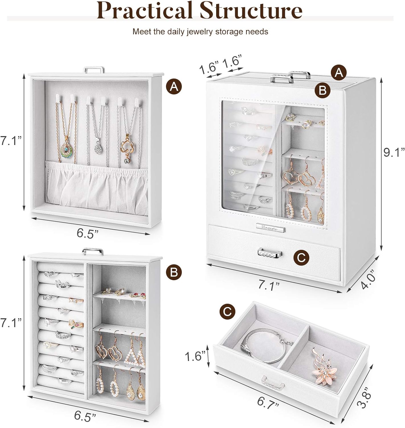 Jewelry Organizer  Jewelry Box  Jewelry Storage Case Porcelain Pattern Series