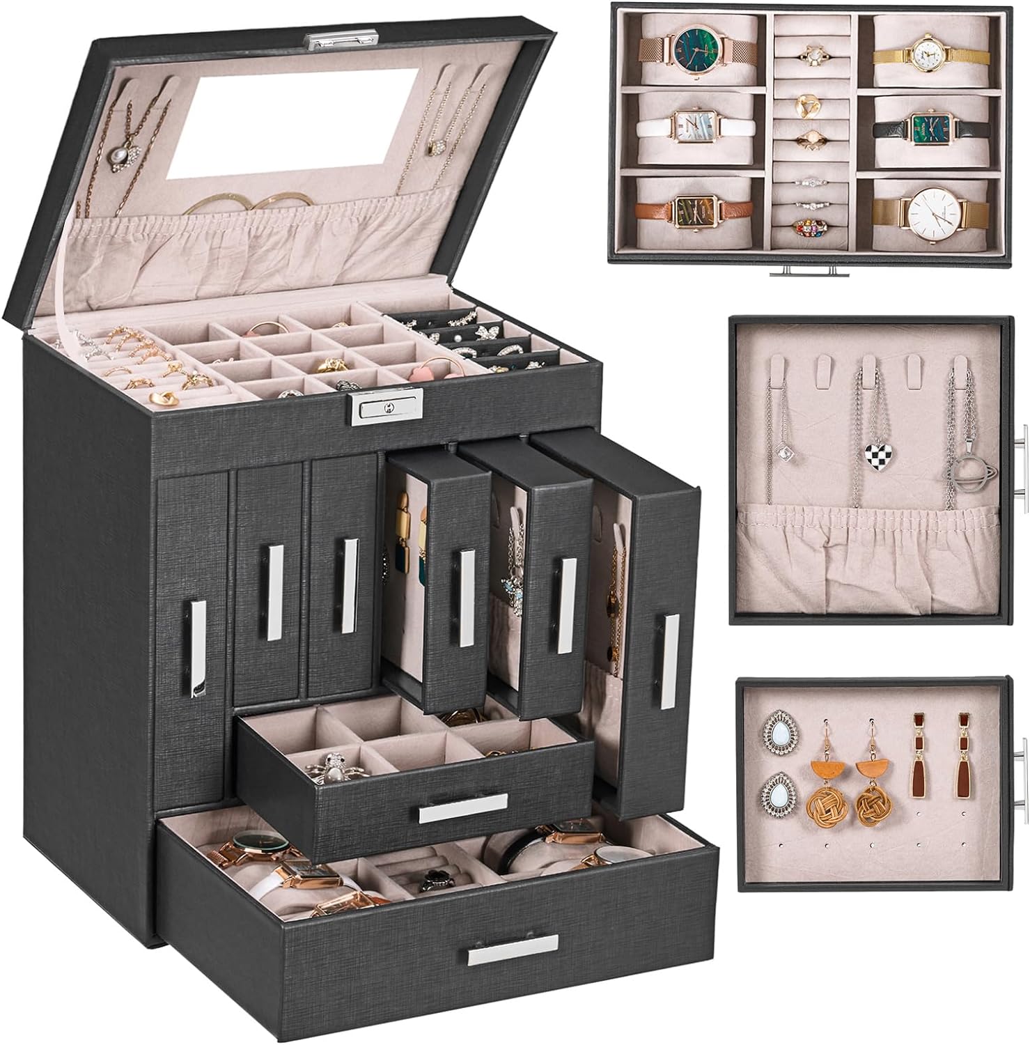 Jewelry Organizer Box Large Jewlrey Boxes  Jewelry Holder with Drawer