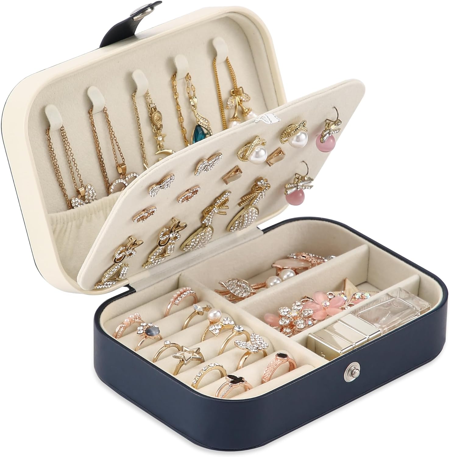 Jewelry Box, double layer portable mini travel case for storing earrings, rings, necklaces