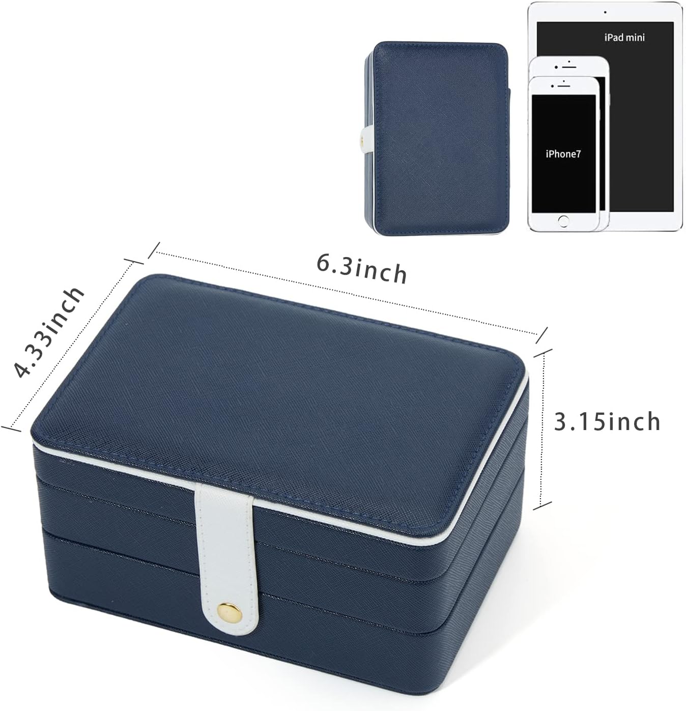 PU Leather Small Jewelry Organizer , 2 Layers Portable Jewelry Holder