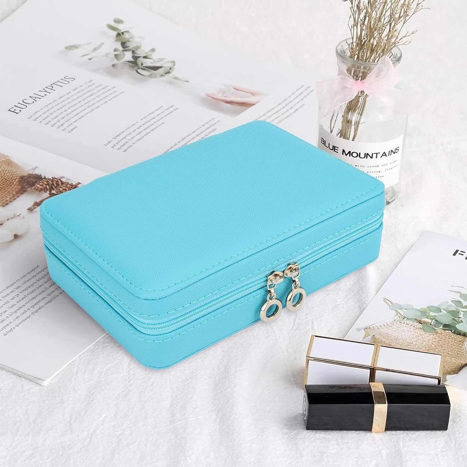 Small Jewelry Box - Travel Jewelry Case PU Leather Jewelry Organizer Storage Holder