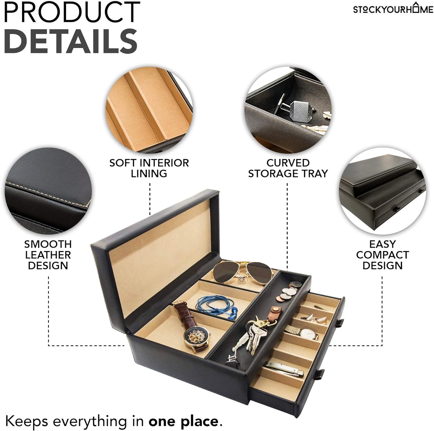 Mens Valet Tray, Night Stand Organizers and Storage, , Watch Box