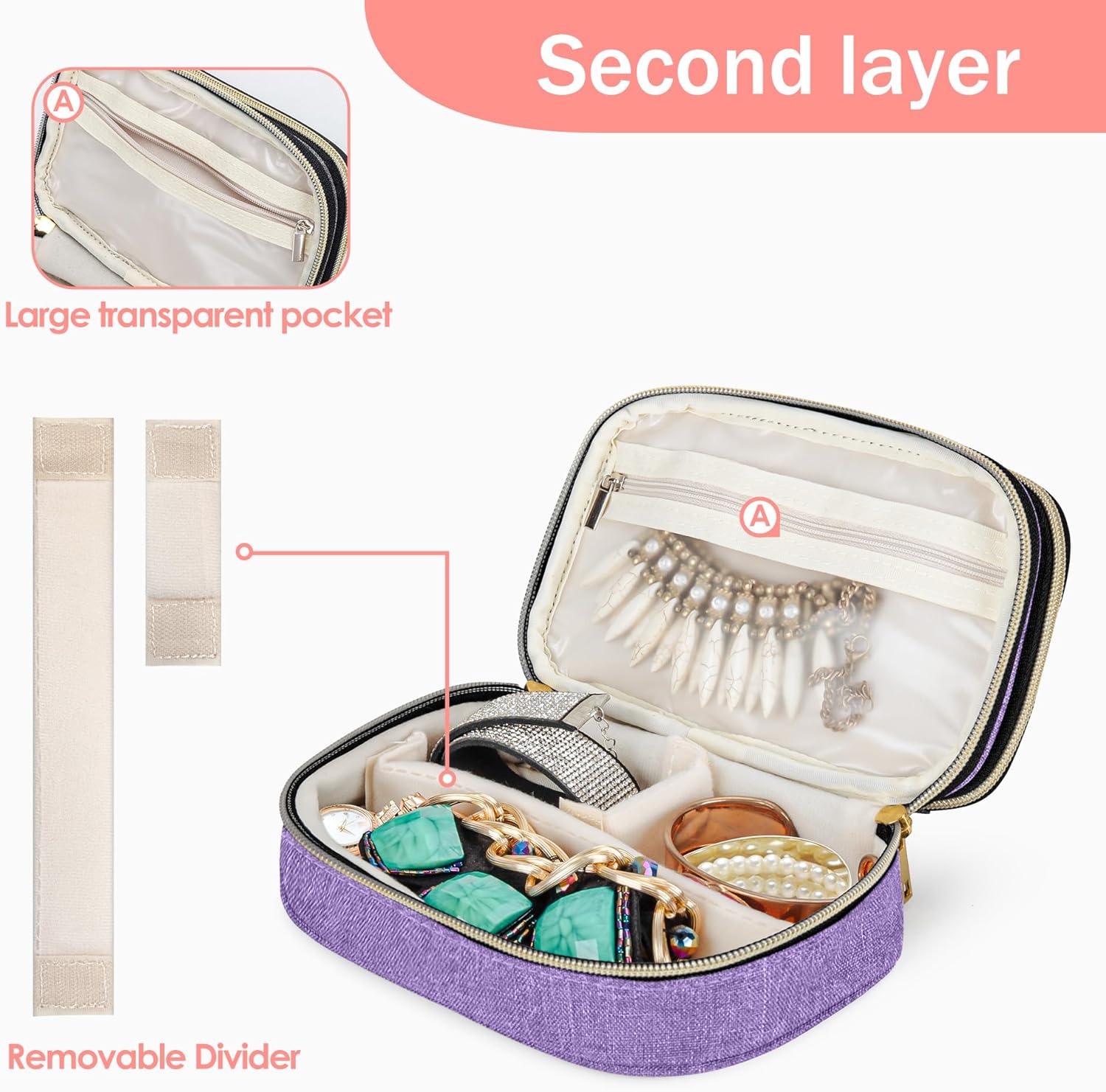 Double Layer Jewelry Organizer, Small Jewelry Travel Case