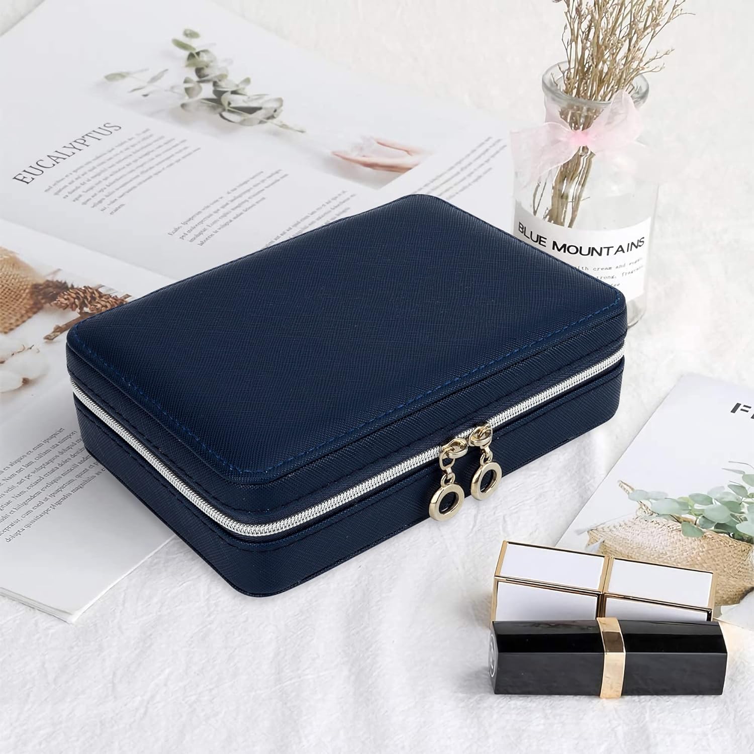 Small Jewelry Box - Travel Jewelry Case PU Leather Jewelry Organizer Storage Holder