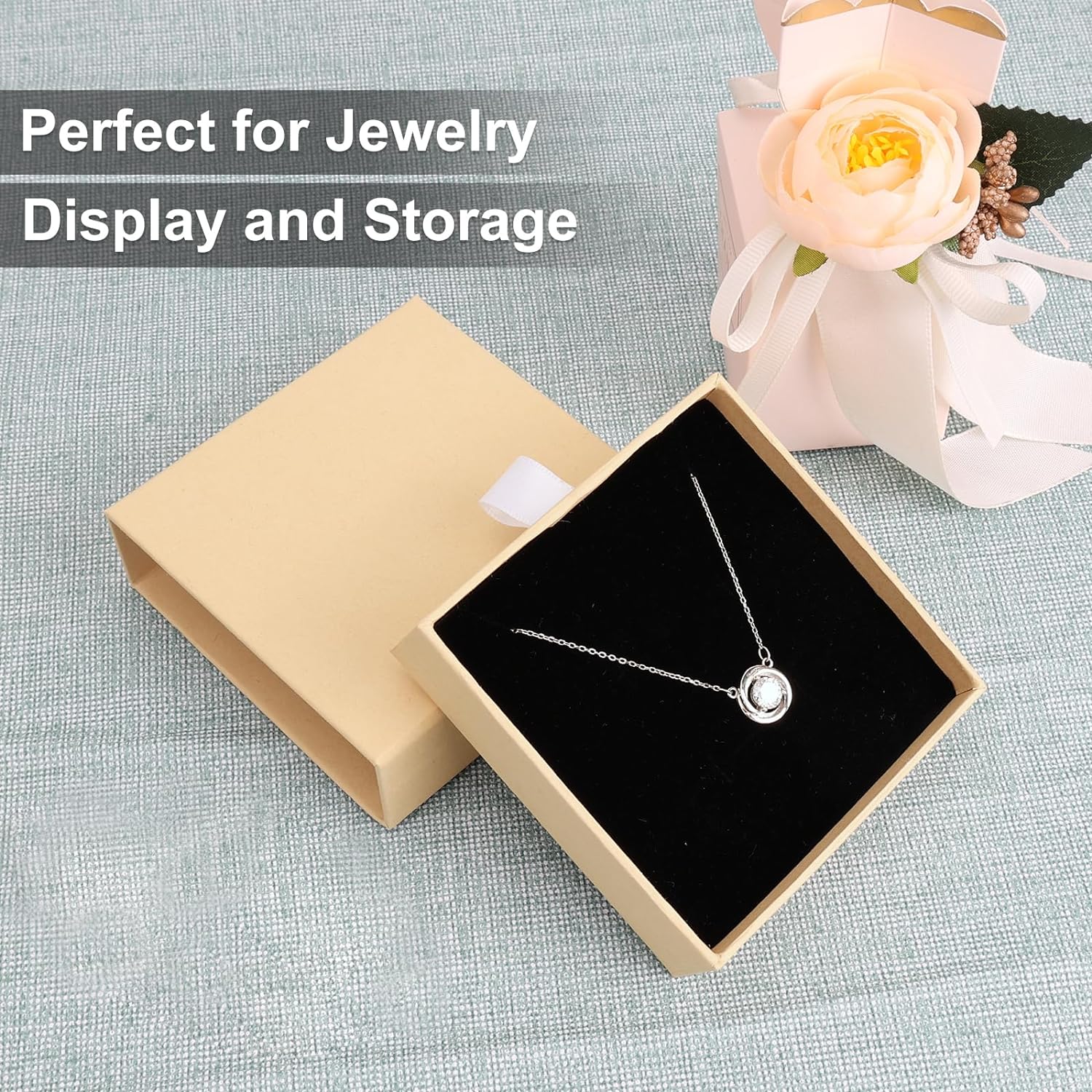 Jewelry Gift Boxes,  3.5×3.5x1Inch Cardboard Jewelry Boxes, Bulk Small Jewelry Boxes with Lids for Necklace Ring Earring Display Box (Black)