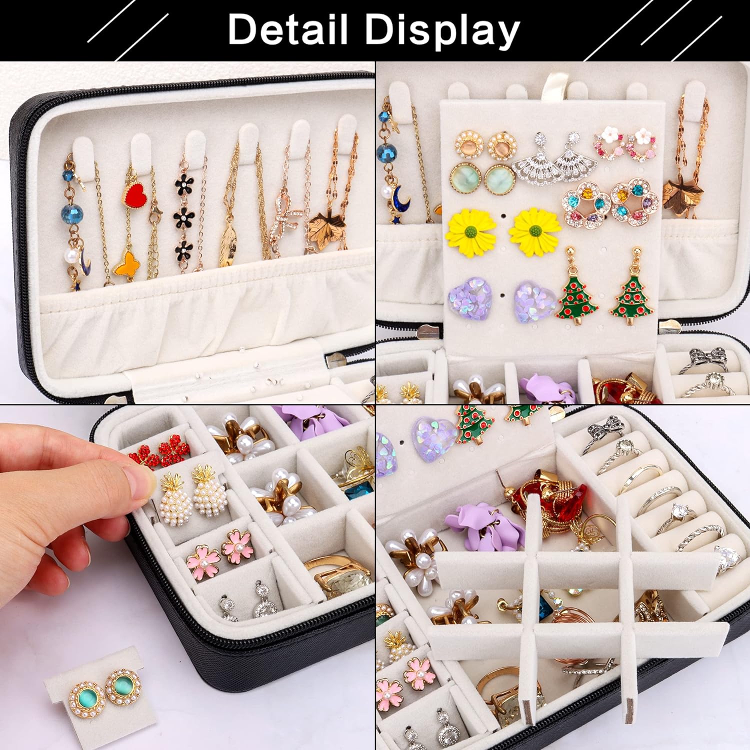 Small Jewelry Box - Travel Jewelry Case PU Leather Jewelry Organizer Storage Holder