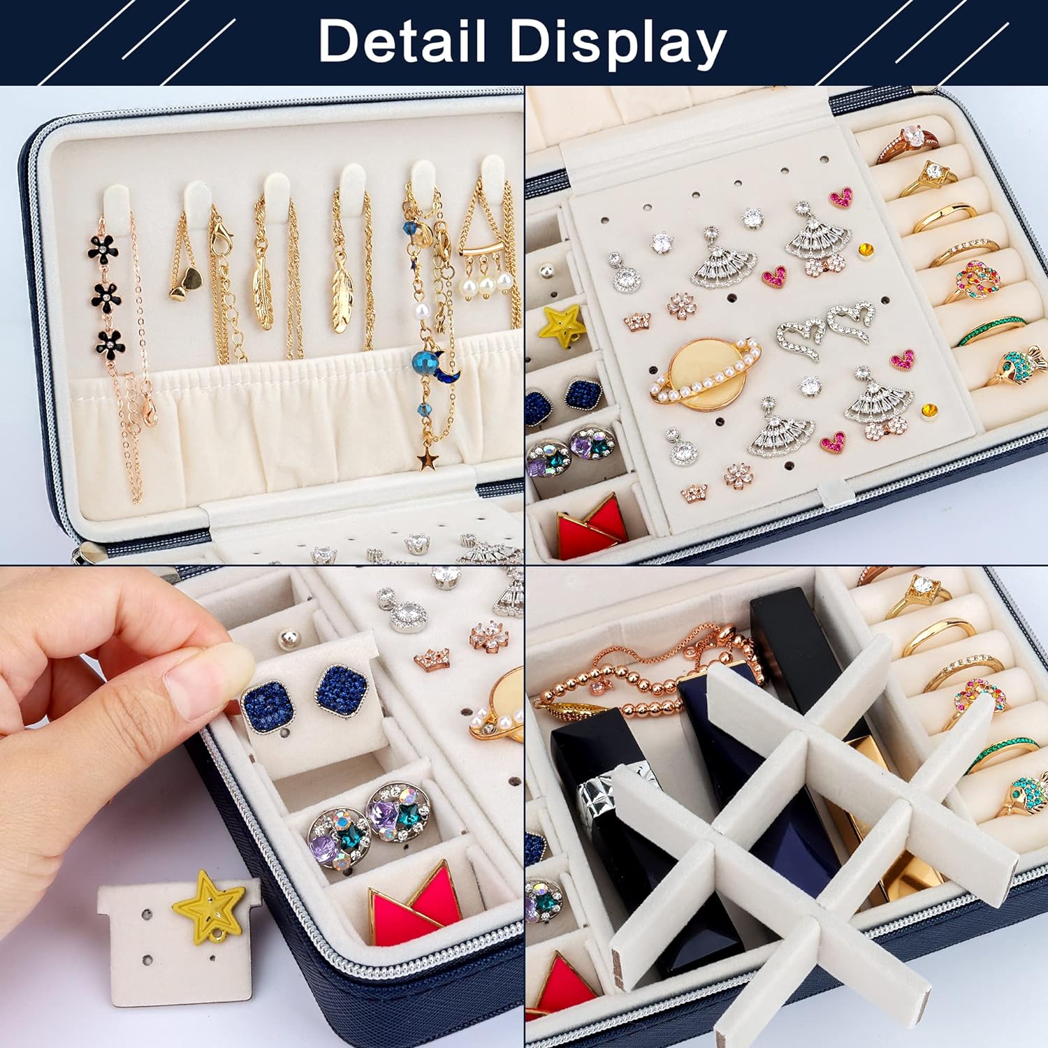 Small Jewelry Box - Travel Jewelry Case PU Leather Jewelry Organizer Storage Holder