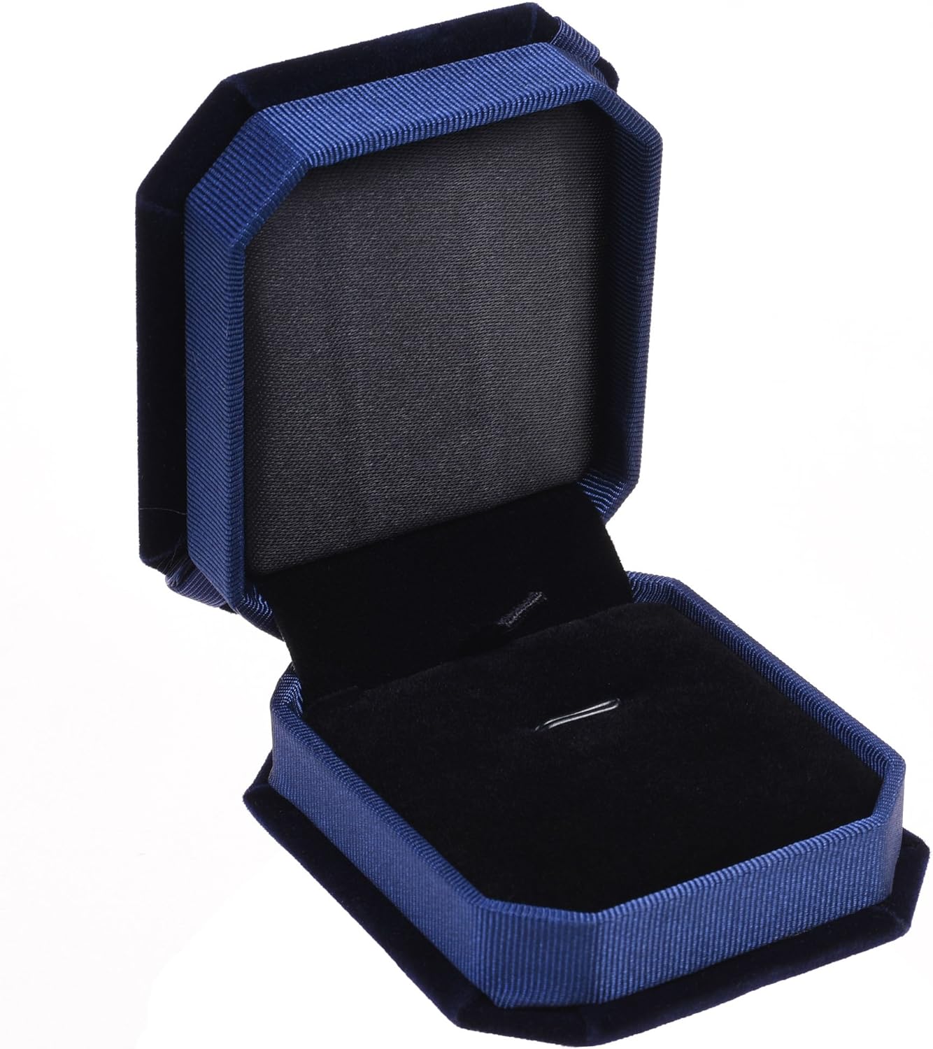 Blue Color Velvet Necklace Gift Box Pendant Gift Box Octagonal Jewelry Box with Bow