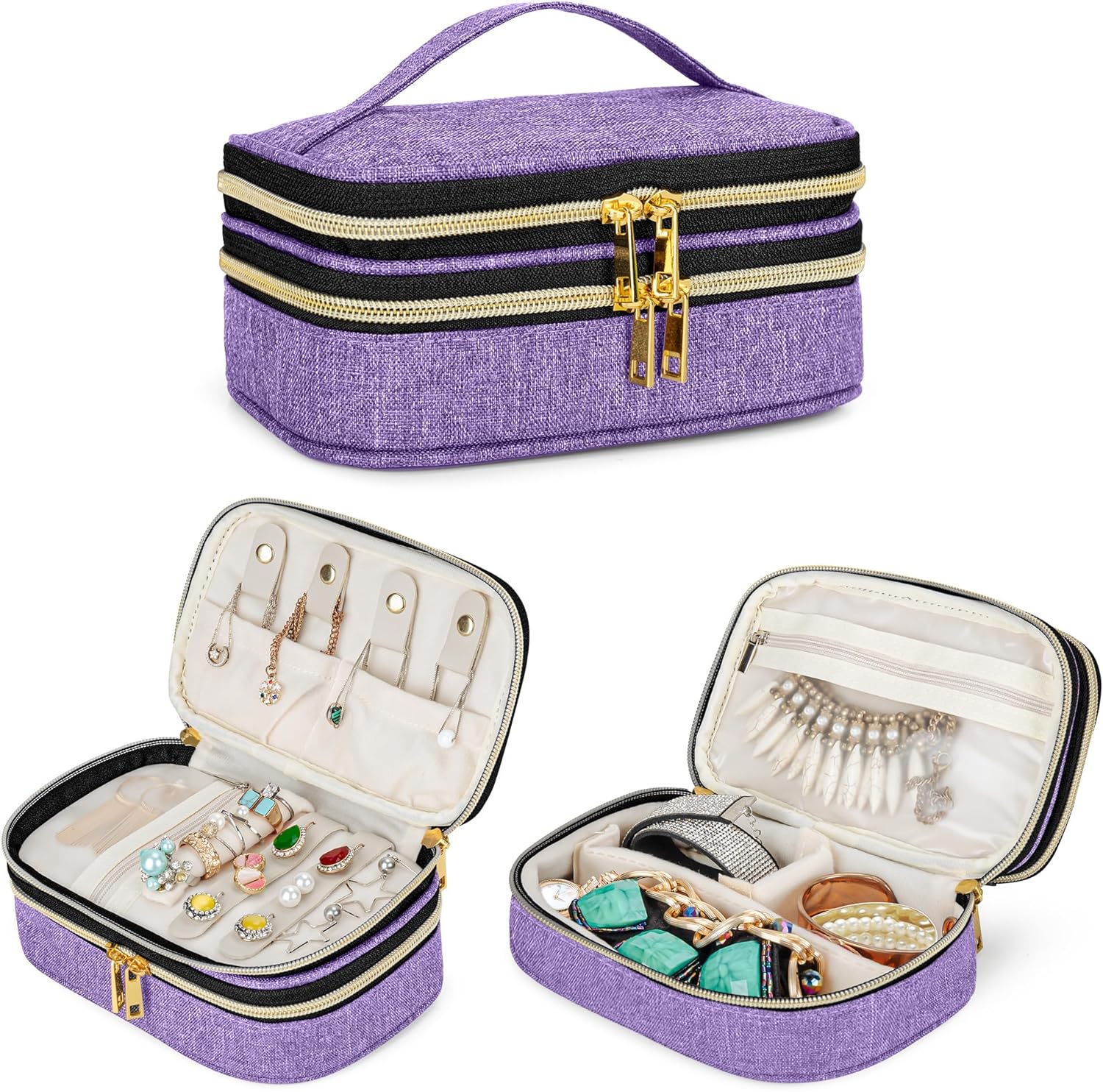 Double Layer Jewelry Organizer, Small Jewelry Travel Case