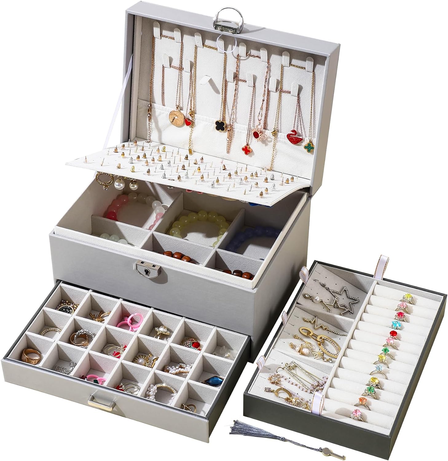 Earring Jewelry Box For Women , With Lock Earring Holder Organizer