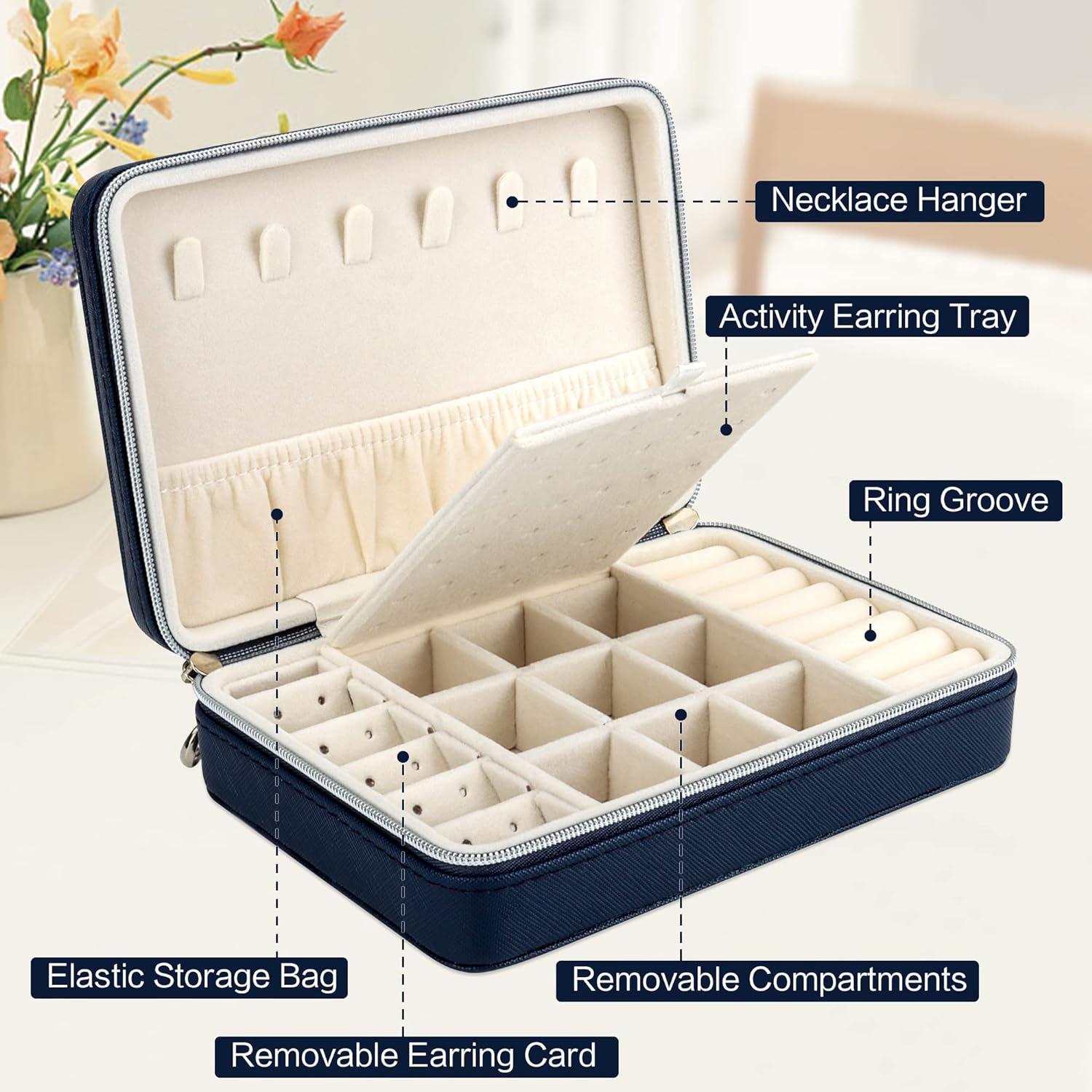 Small Jewelry Box - Travel Jewelry Case PU Leather Jewelry Organizer Storage Holder