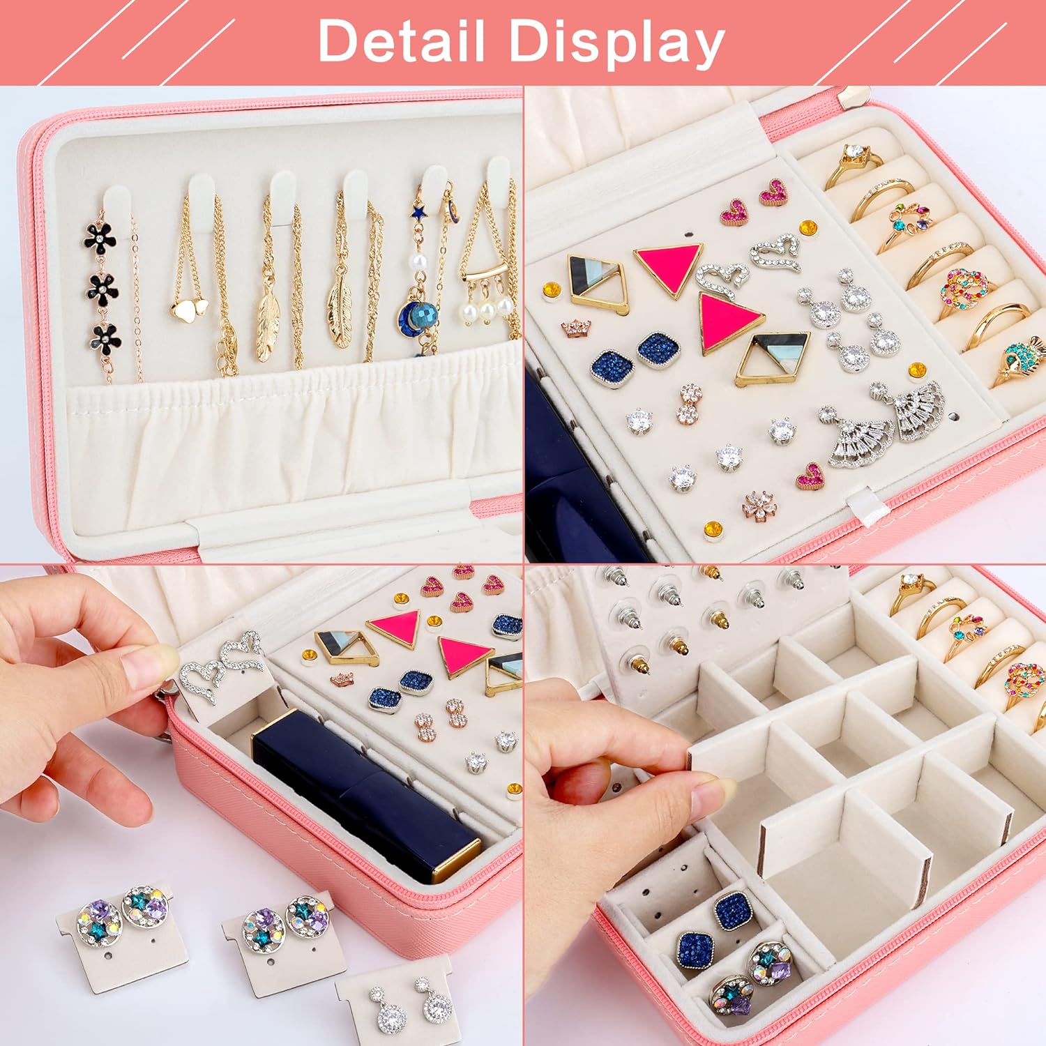 Small Jewelry Box - Travel Jewelry Case PU Leather Jewelry Organizer Storage Holder