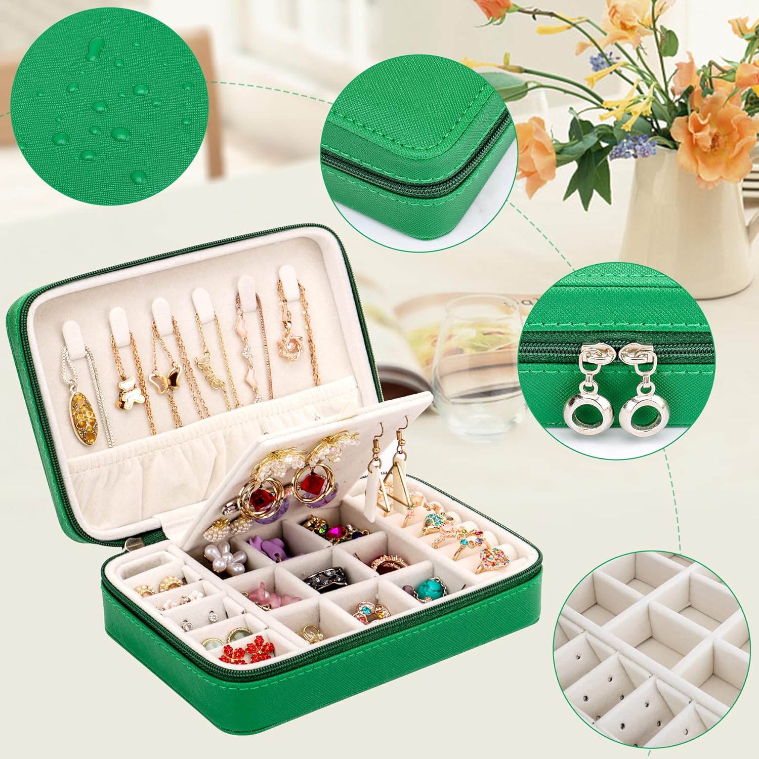 Small Jewelry Box - Travel Jewelry Case PU Leather Jewelry Organizer Storage Holder