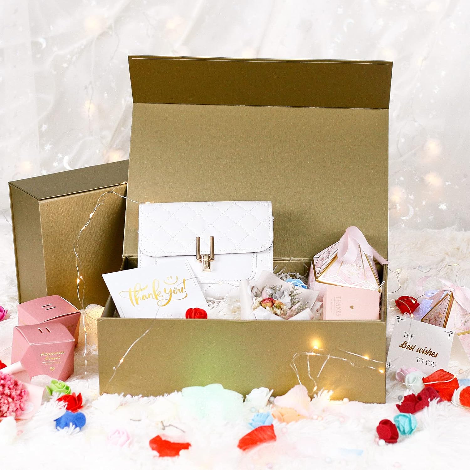 Luxury Large Gift Box 13.8x9x4.3 Inches Storage Box Ribbon Magnetic Closure for Luxury Packaging Box for Mother's Day, Birthdays, Bridal Gifts,Weddings