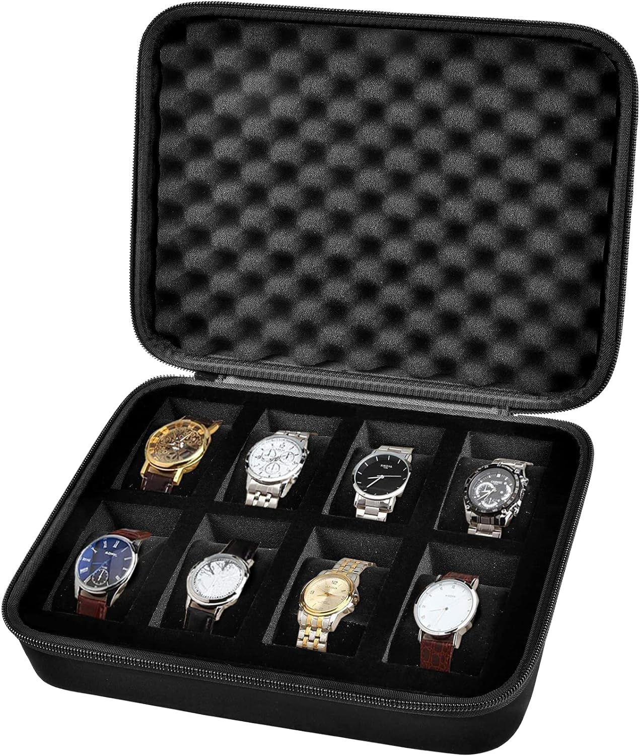 15 Slots Watch Box Organizer/Men Watch Display Storage Case Fits All Wristwatches and Smart Watches up to 42mm