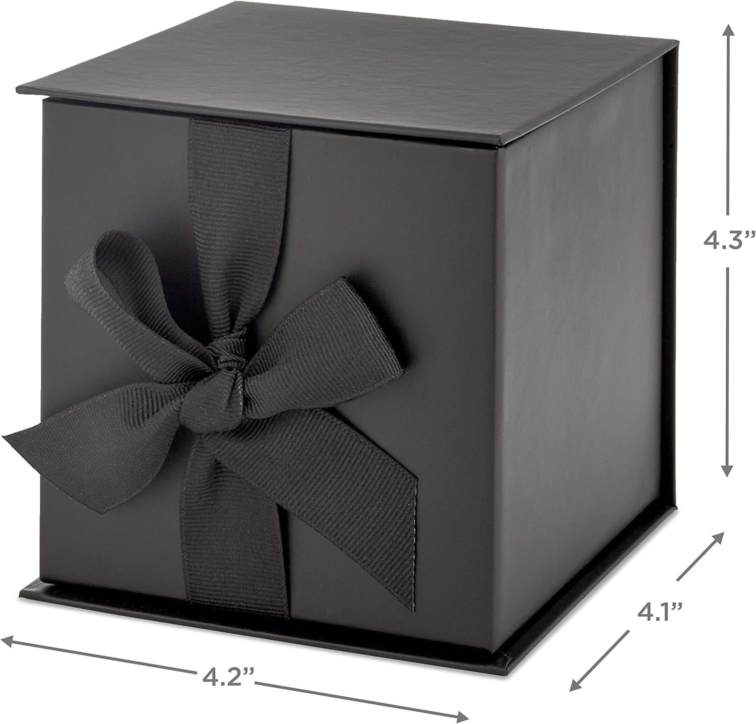 Small Gift Box with Bow and Shredded Paper Fill (Black) for Weddings, Mother's Day, Groomsmen Gifts, Engagements, Graduations and More