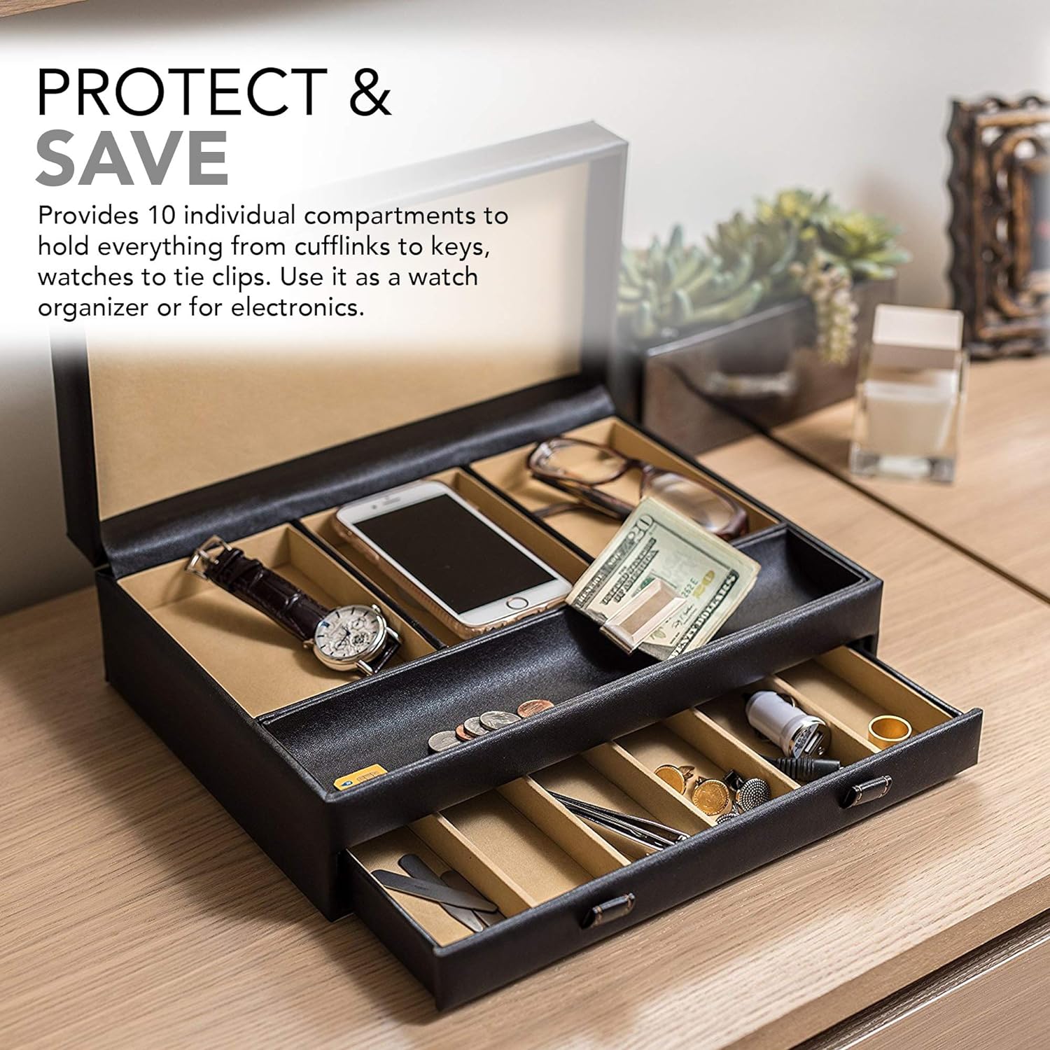 Mens Valet Tray, Night Stand Organizers and Storage, , Watch Box