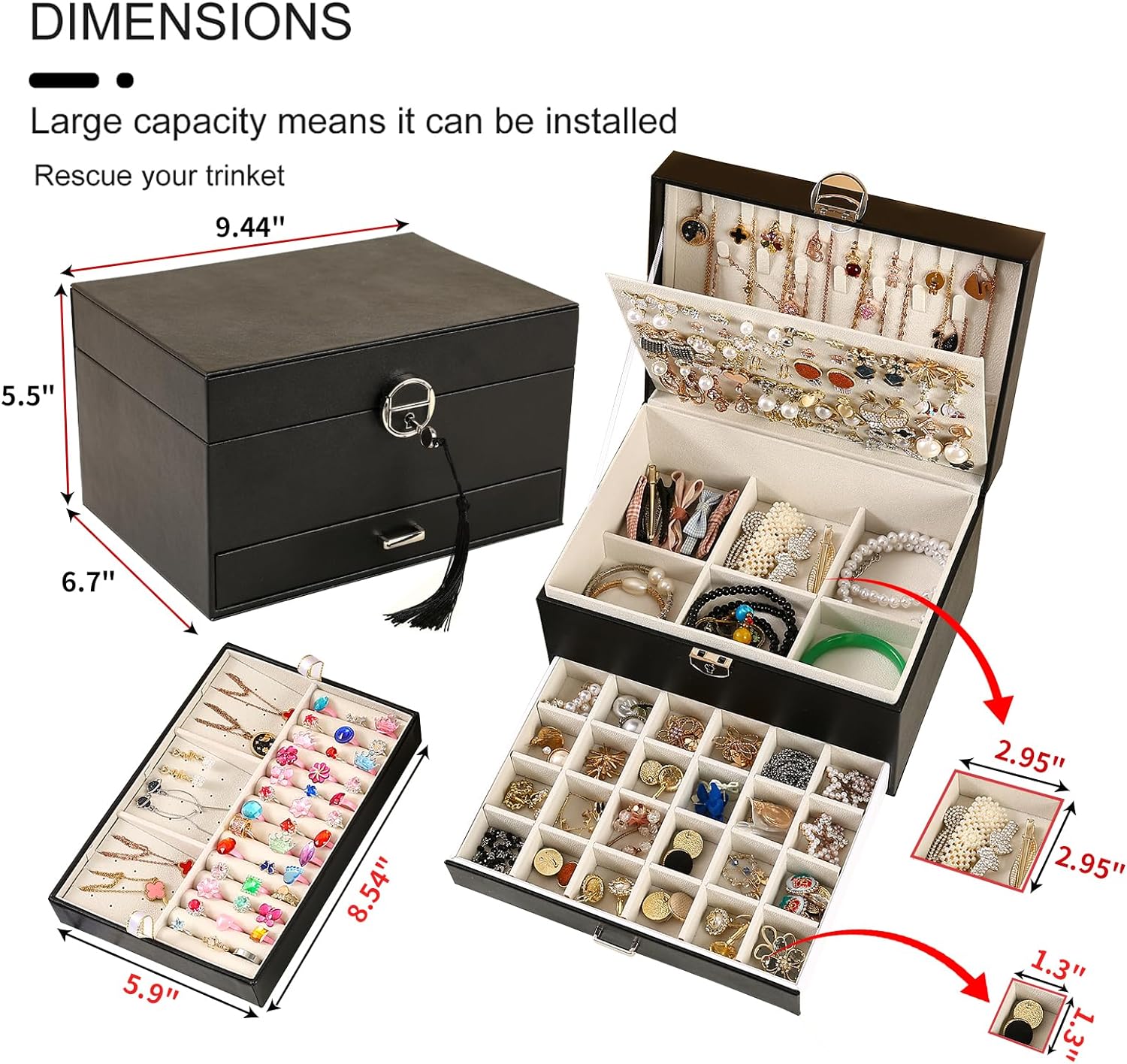 Earring Jewelry Box For Women , With Lock Earring Holder Organizer