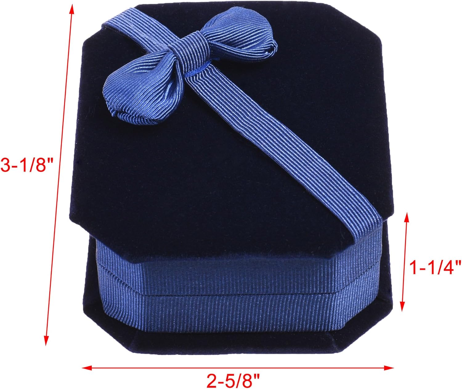 Blue Color Velvet Necklace Gift Box Pendant Gift Box Octagonal Jewelry Box with Bow